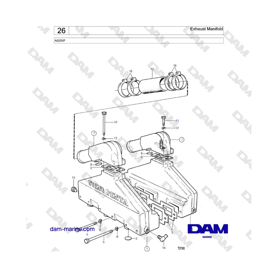Volvo Penta AQ200F - Exhaust Manifold 
