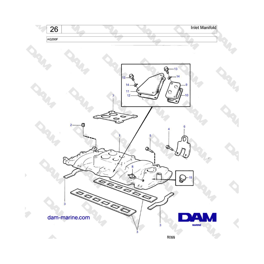 Volvo Penta AQ200F - Colector de admisión