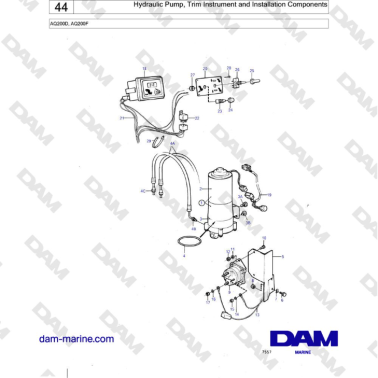 Volvo Penta AQ200F - Hydraulic Pump, Trim Instrument and Installation Components