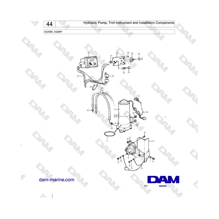 Volvo Penta AQ200F - Hydraulic Pump, Trim Instrument and Installation Components