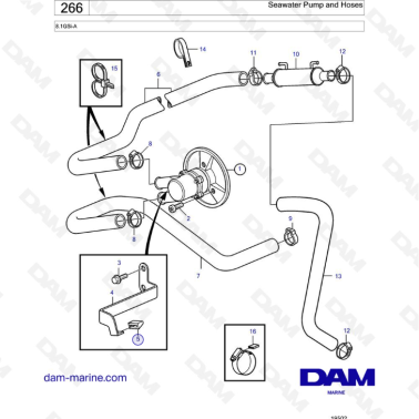 Volvo Penta 8.1L GSI - Seawater Pump and Hoses
