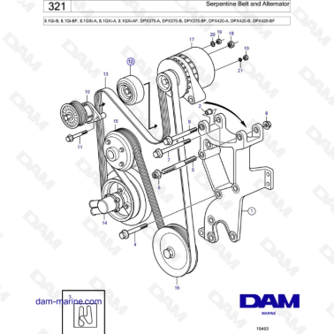 Volvo Penta 8.1L GSI - Serpentine Belt and Alternator