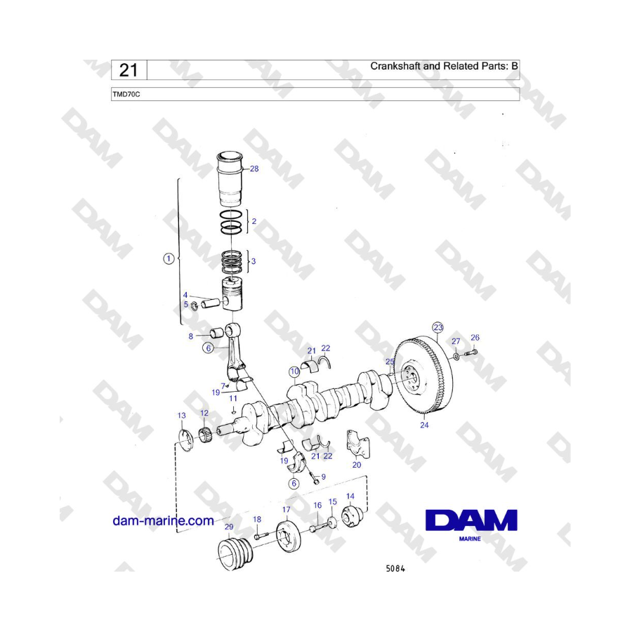 Volvo Penta TMD70 - Crankshaft and Related Parts: B 