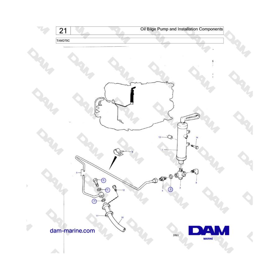 Volvo Penta TAMD70 - Oil Bilge Pump and Installation Components