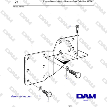 Volvo Penta TMD70 - Engine Suspension for Reverse Gear Twin Disc MG507