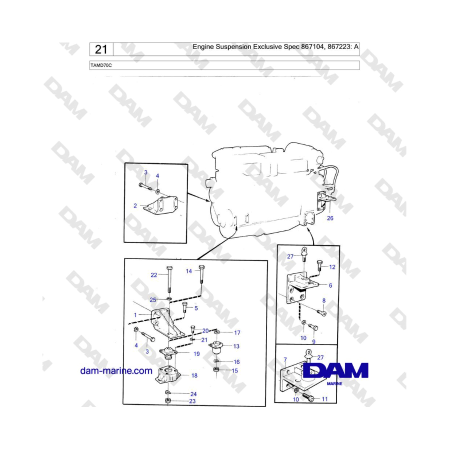Volvo Penta TAMD70 - Engine Suspension Exclusive Spec 867104, 867223: A