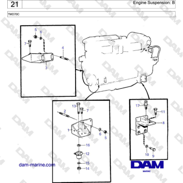 Volvo Penta TMD70 - Engine Suspension: B