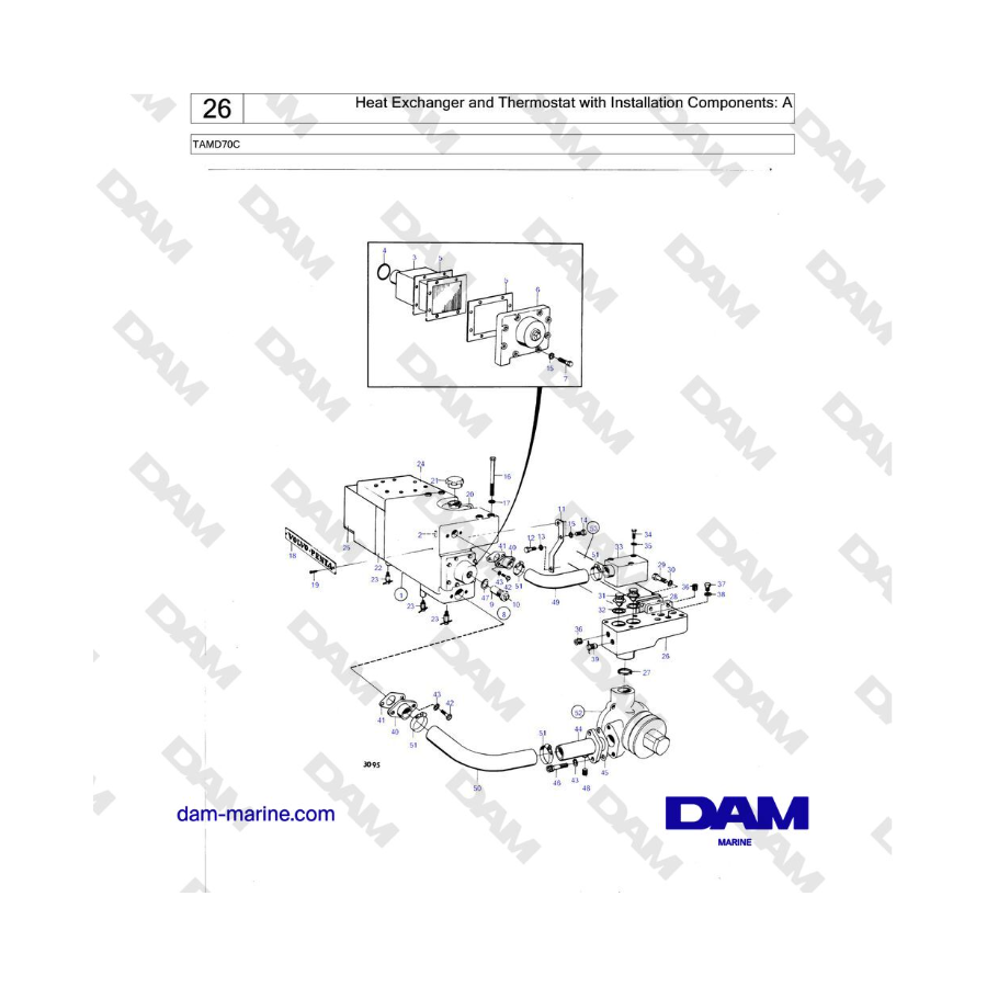 Volvo Penta TAMD70 - Heat Exchanger and Thermostat with Installation Components: A