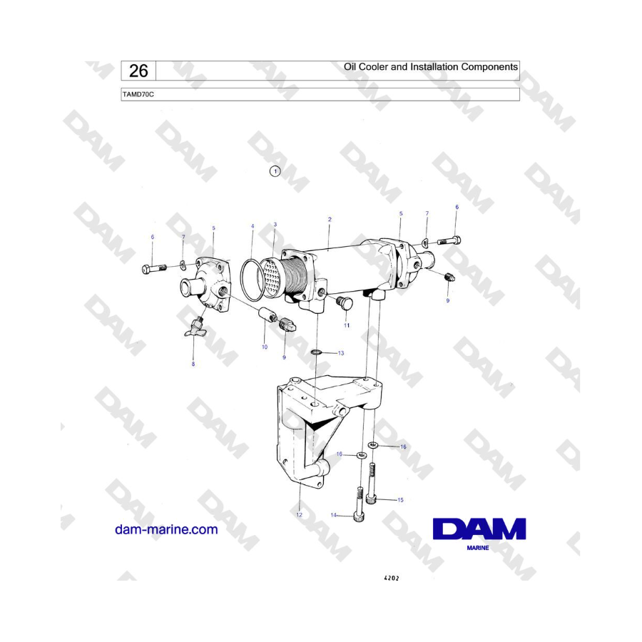 Volvo Penta TAMD70 - Oil Cooler and Installation Components