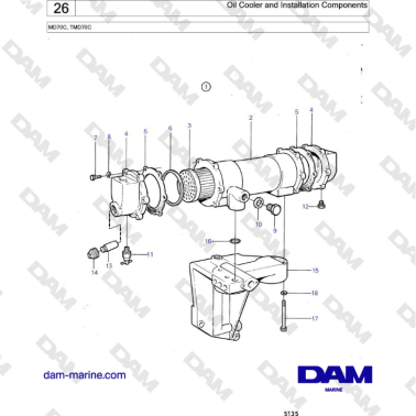 Volvo Penta TMD70 - Oil Cooler and Installation Components