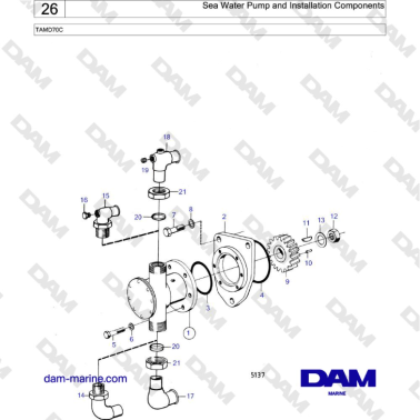 Volvo Penta TAMD70 - Sea Water Pump and Installation Components