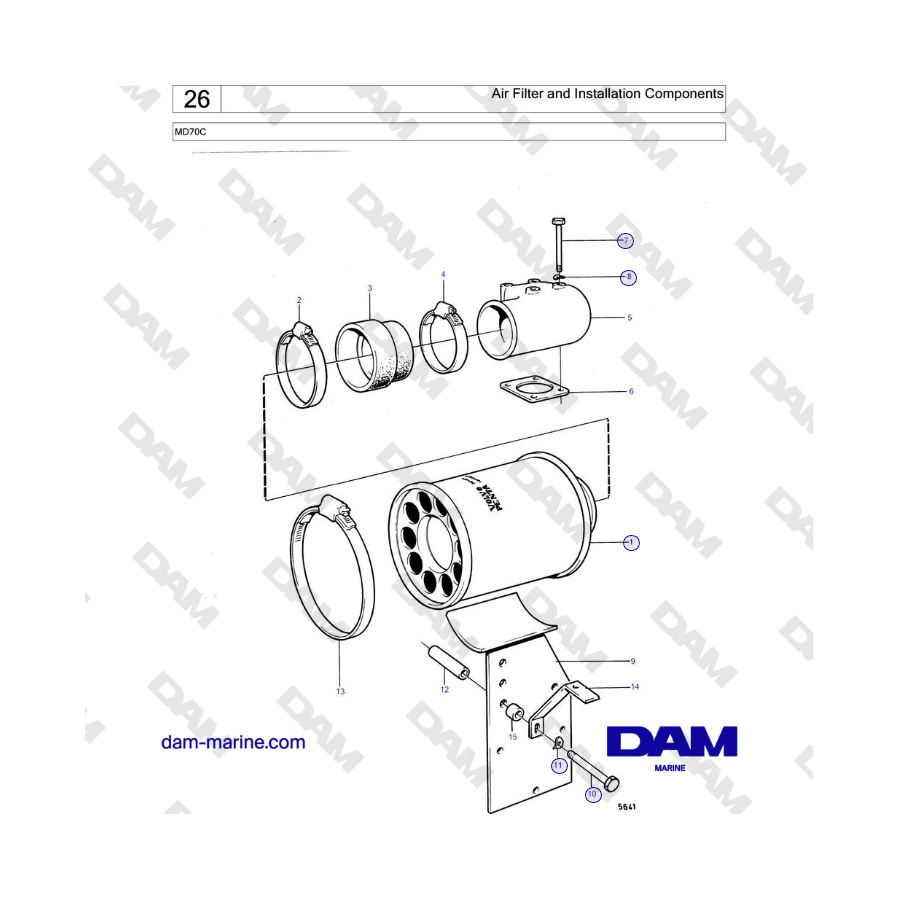 Volvo Penta MD70 - Air Filter and Installation Components