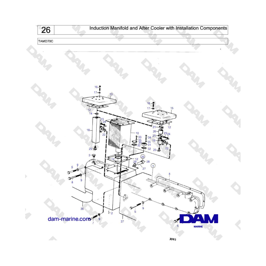 Volvo Penta TAMD70 - Induction Manifold and After Cooler with Installation Components