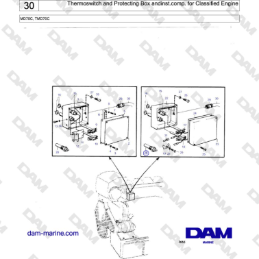 Volvo Penta TMD70 - Thermoswitch and Protecting Box andinst.comp. for Classified Engine