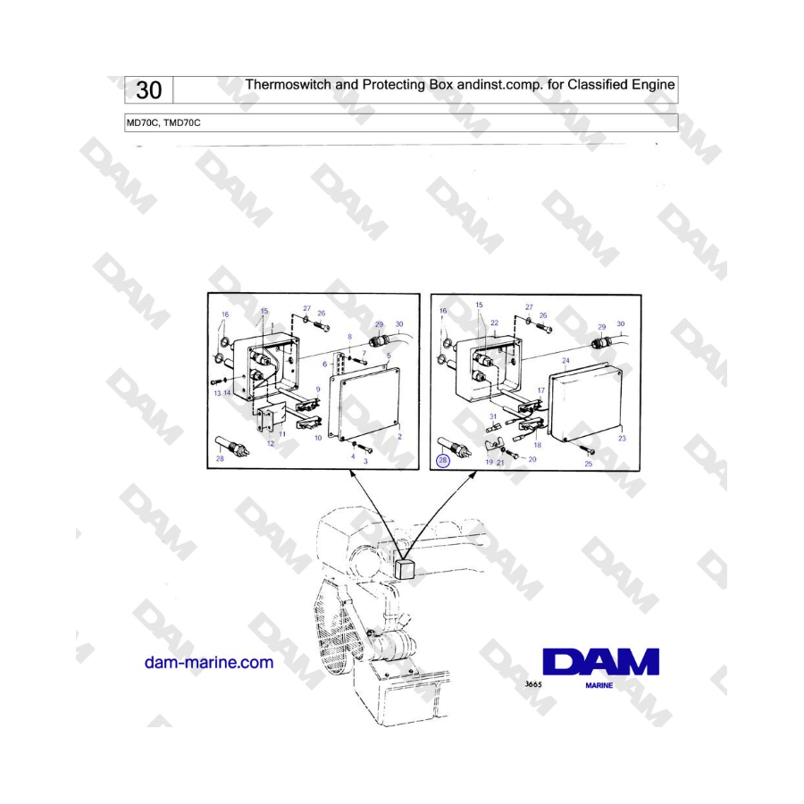 Volvo Penta TMD70 - Thermoswitch and Protecting Box andinst.comp. for Classified Engine