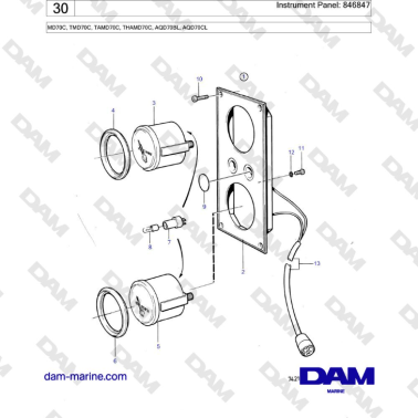 Volvo Penta TAMD70 / TMD70 - Instrument Panel: 846847