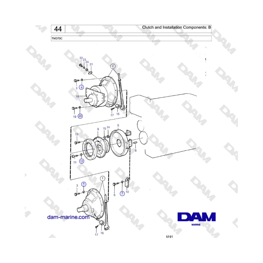 Volvo Penta TMD70 - Clutch and Installation Components: B