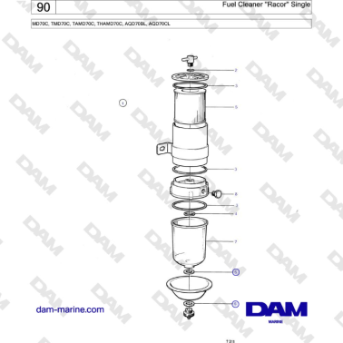 Volvo Penta TMD70, TAMD70 - Fuel Cleaner ''Racor'' Single