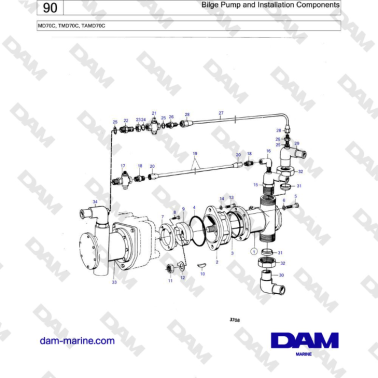 Volvo Penta TMD70 / TAMD70 - Bilge Pump and Installation Components