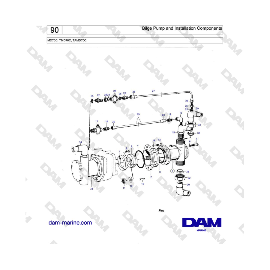 Volvo Penta TMD70 / TAMD70 - Bilge Pump and Installation Components