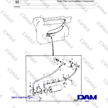 Volvo Penta TAMD70 - Water Filter and Installation Components
