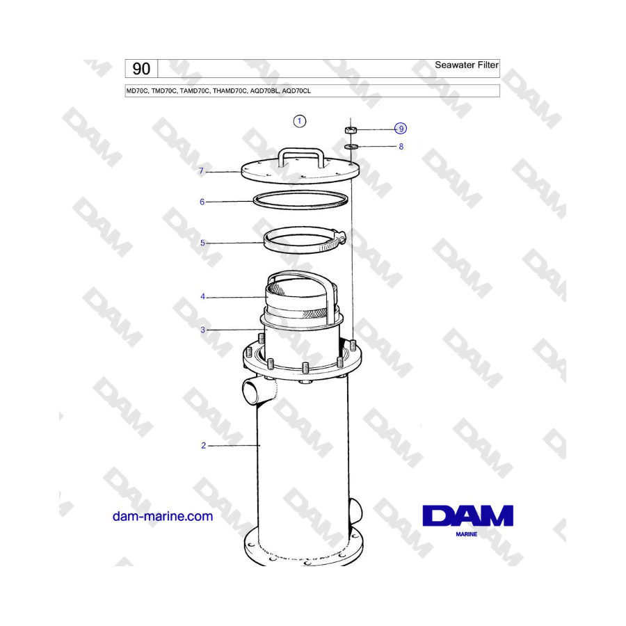 Volvo Penta TMD70 / TAMD70 - Seawater Filter