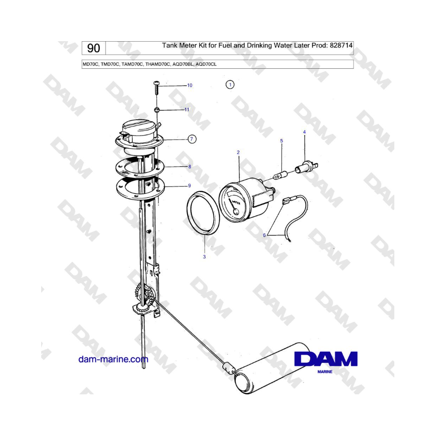 Volvo Penta TMD70 / TAMD70 - Tank Meter Kit for Fuel and Drinking Water Later Prod