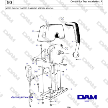 Volvo Penta TMD70 / TAMD70 - Control for Top Installation: A