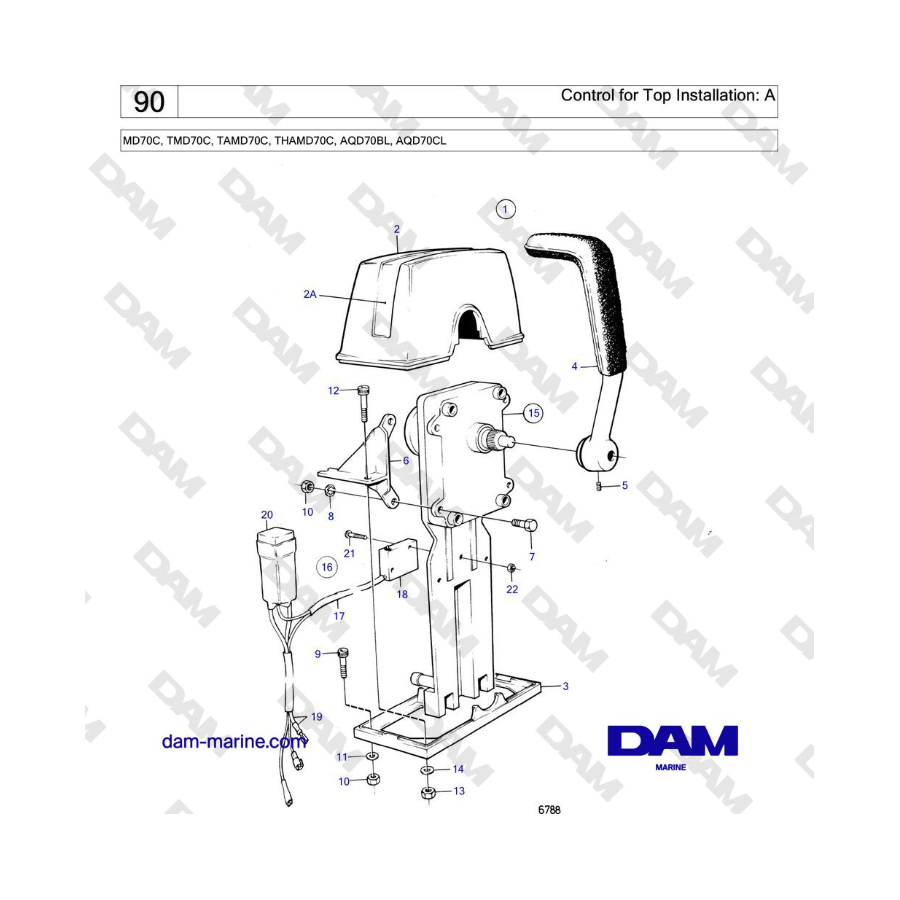 Volvo Penta TMD70 / TAMD70 - Control for Top Installation: A