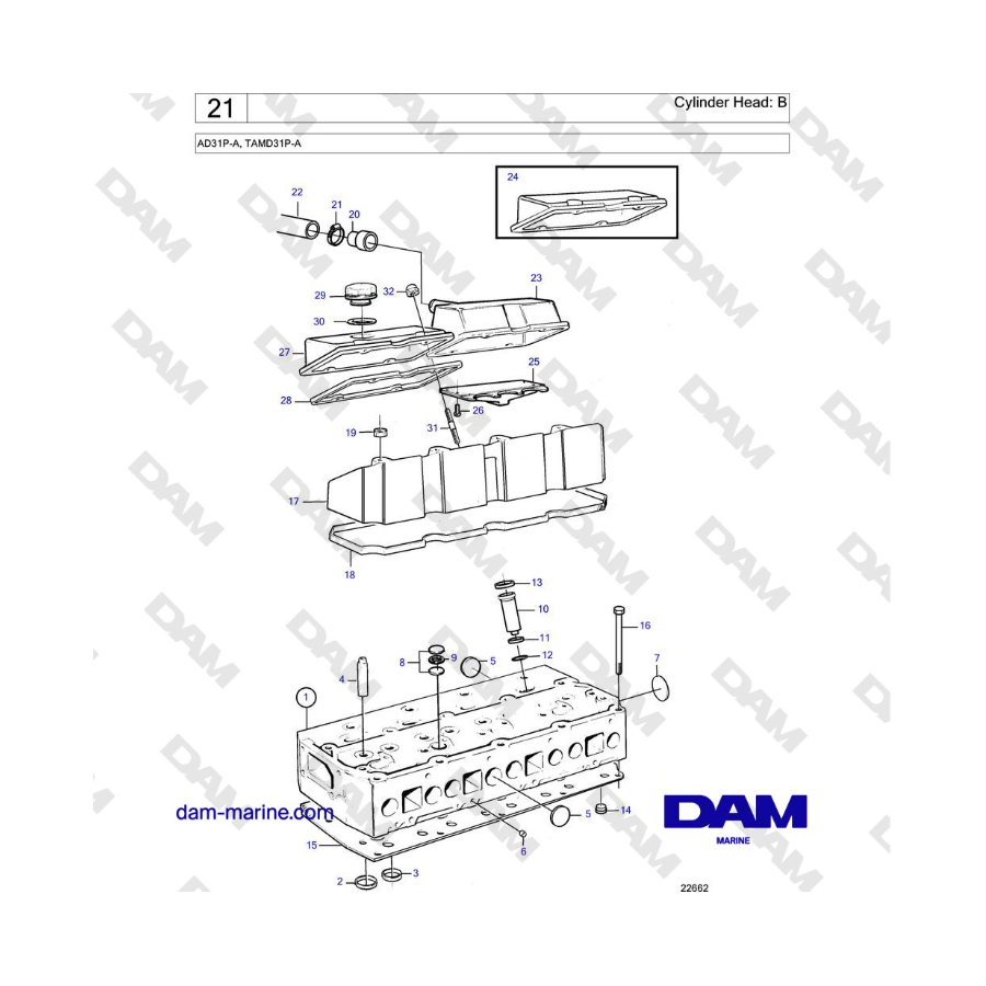 Volvo Penta AD31L-A / TAMD31L-A / TAMD31M-A / TMD31L-A - Cylinder Head: A