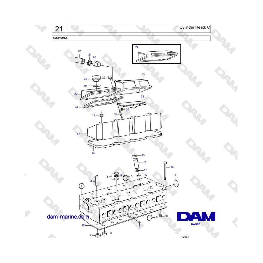 Volvo Penta TAMD31S-A - Cylinder Head: C