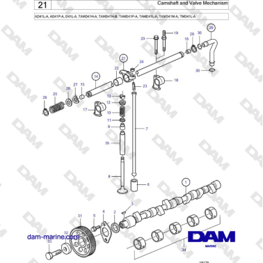Volvo Penta AD41L-A/AD41P-A/D41L-A/TAMD41H-A/TAMD41H-B/TAMD41P-A/TAMD41L-A/TAMD41M-A/TMD41L-A - Camshaft and Valve Mechanism