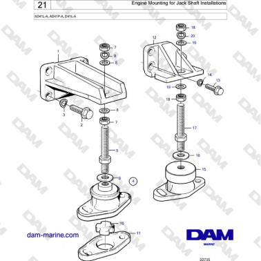 Volvo Penta AD41L-A, AD41P-A, D41L-A - Engine Mounting
