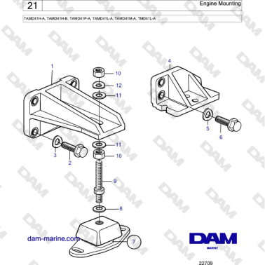 Volvo Penta TAMD41H-A, TAMD41H-B, TAMD41P-A, TAMD41L-A, TAMD41M-A, TMD41L-A - Engine Mounting