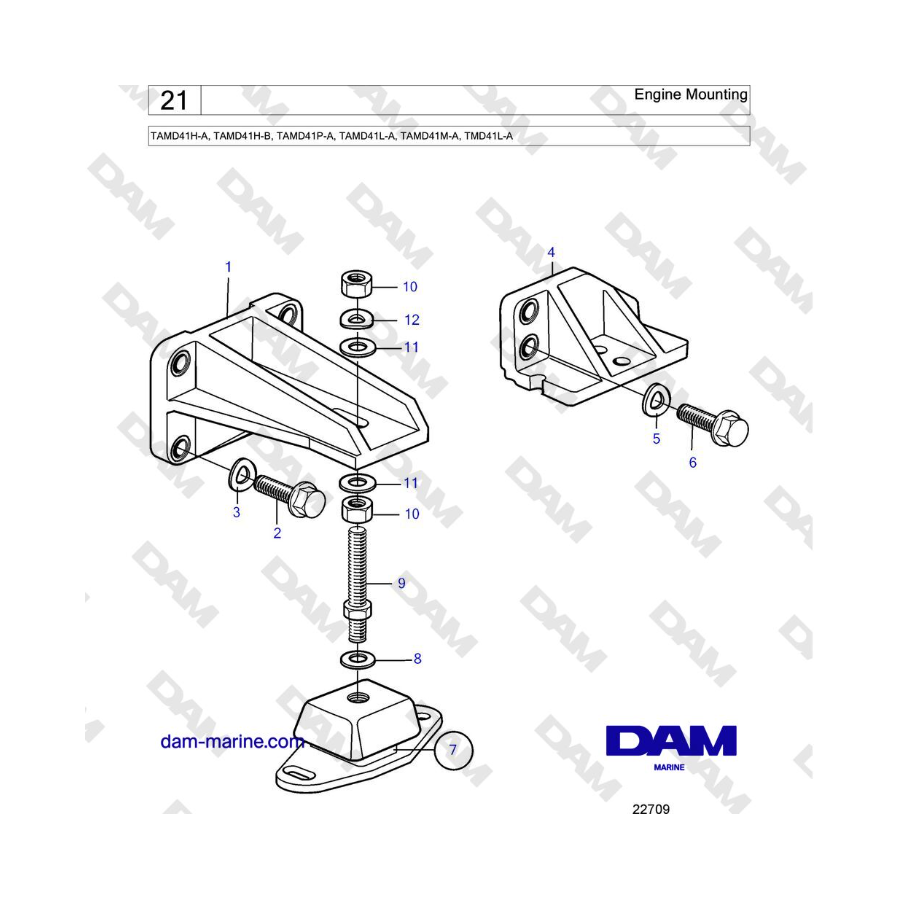 Volvo Penta TAMD41H-A, TAMD41H-B, TAMD41P-A, TAMD41L-A, TAMD41M-A, TMD41L-A - Engine Mounting