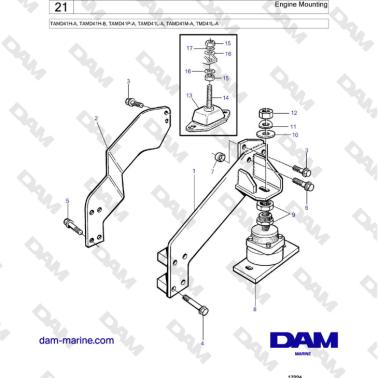 Volvo Penta TAMD41H-A, TAMD41H-B, TAMD41P-A, TAMD41L-A, TAMD41M-A, TMD41L-A - Engine Mounting
