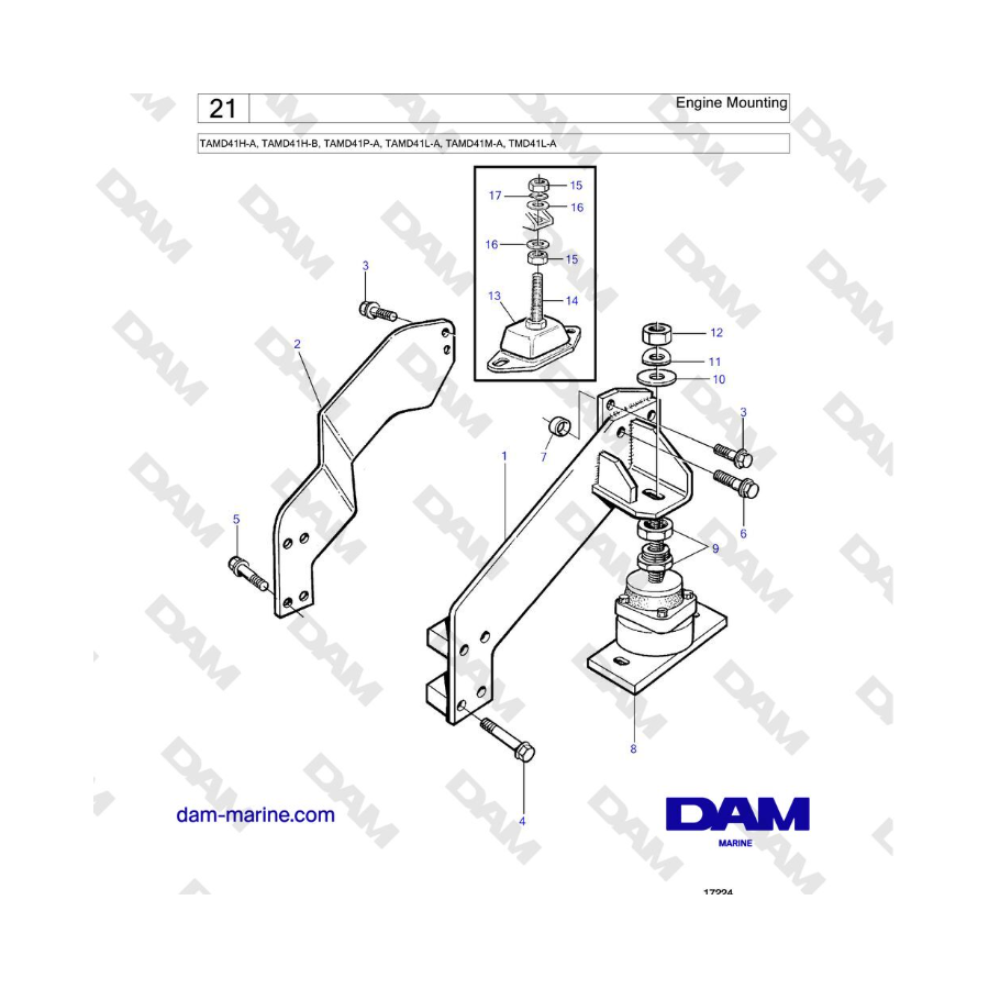 Volvo Penta TAMD41H-A, TAMD41H-B, TAMD41P-A, TAMD41L-A, TAMD41M-A, TMD41L-A - Engine Mounting