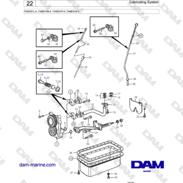 Volvo Penta TAMD31L-A, TAMD31M-A, TAMD31P-A, TAMD31S-A - Lubricating System