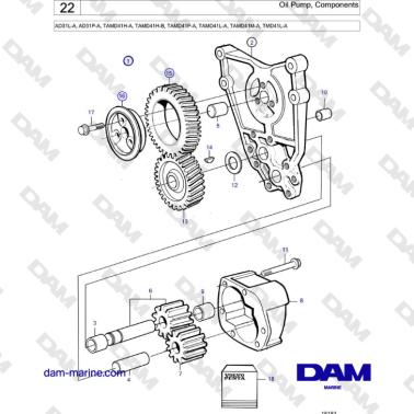 Volvo Penta AD31L-A, AD31P-A, TAMD41H-A, TAMD41H-B, TAMD41P-A, TAMD41L-A, TAMD41M-A, TMD41L-A - Oil Pump, Components
