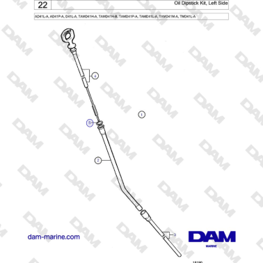 Volvo Penta AD41L-A/AD41P-A/D41L-A/TAMD41H-A/TAMD41H-B/TAMD41P-A/TAMD41L-A/TAMD41M-A/TMD41L-A - Oil Dipstick Kit, Left Side
