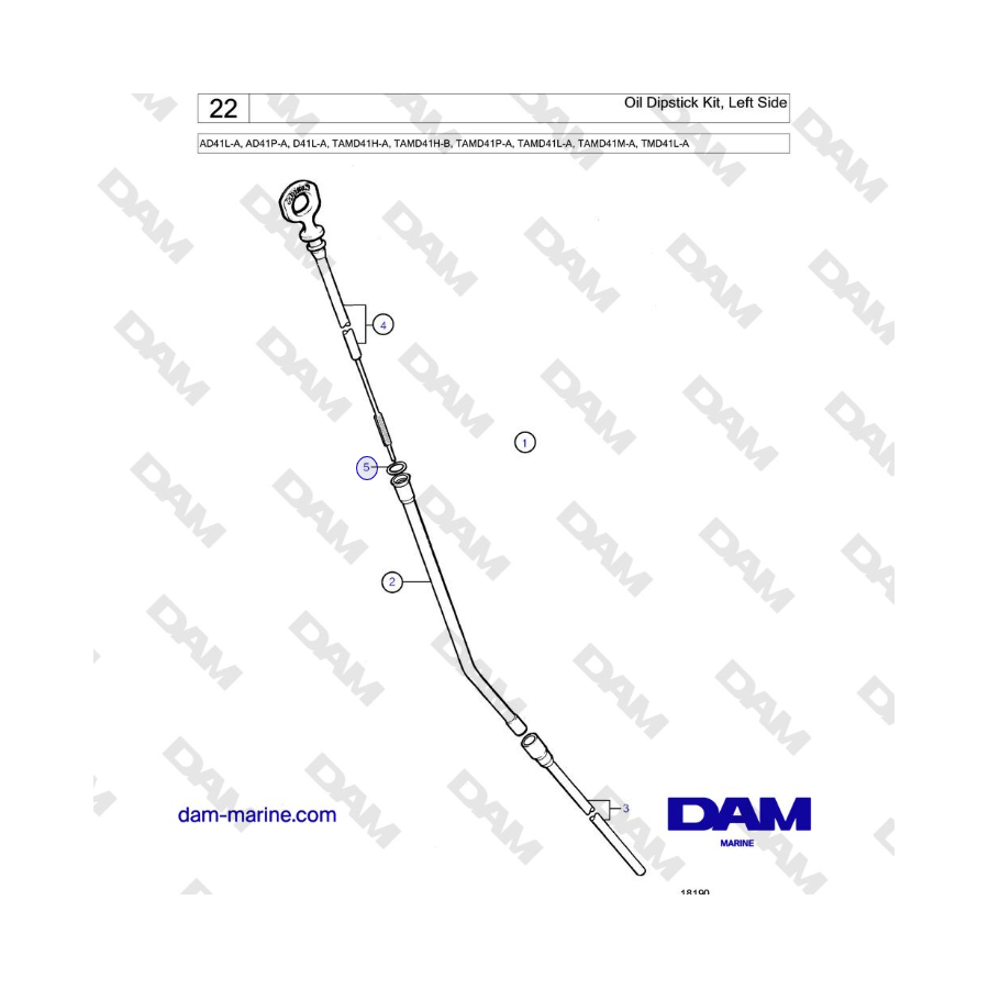 Volvo Penta AD41L-A/AD41P-A/D41L-A/TAMD41H-A/TAMD41H-B/TAMD41P-A/TAMD41L-A/TAMD41M-A/TMD41L-A - Oil Dipstick Kit, Left Side