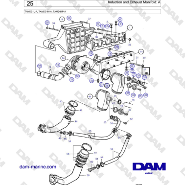 Volvo Penta TAMD31L-A, TAMD31M-A, TAMD31P-A - Induction and Exhaust Manifold: A