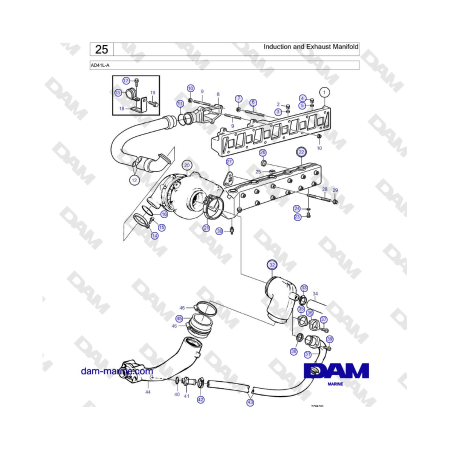 Volvo Penta AD41L-A - Induction and Exhaust Manifold