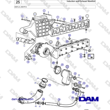 Volvo Penta AD41L-A / AD41P-A - Induction and Exhaust Manifold