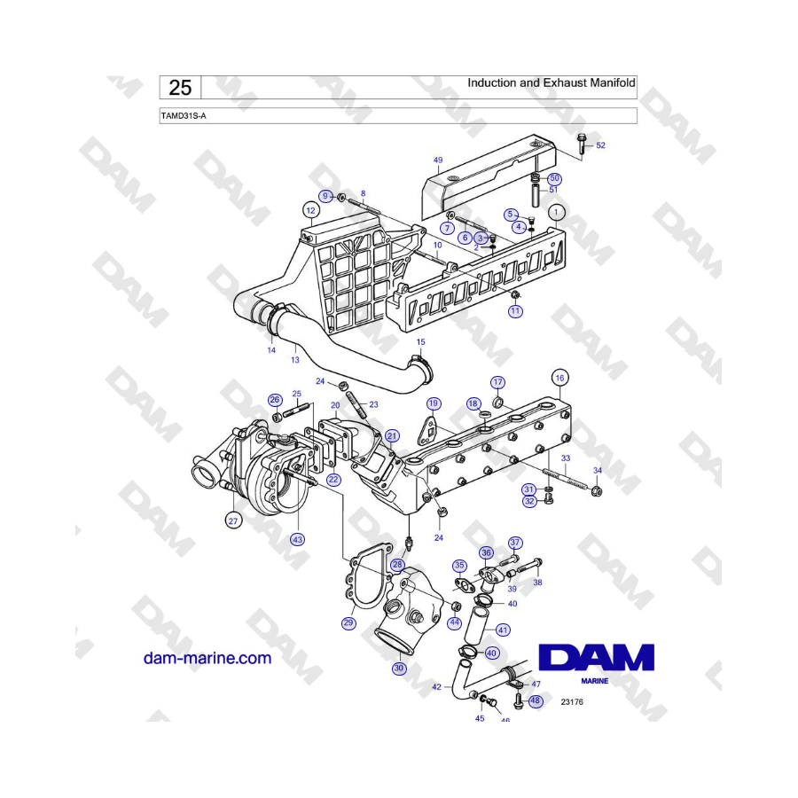 Volvo Penta TAMD31S-A - Induction and Exhaust Manifold