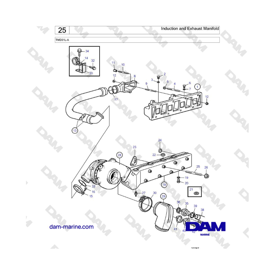 Volvo Penta TMD31L-A - Induction and Exhaust Manifold