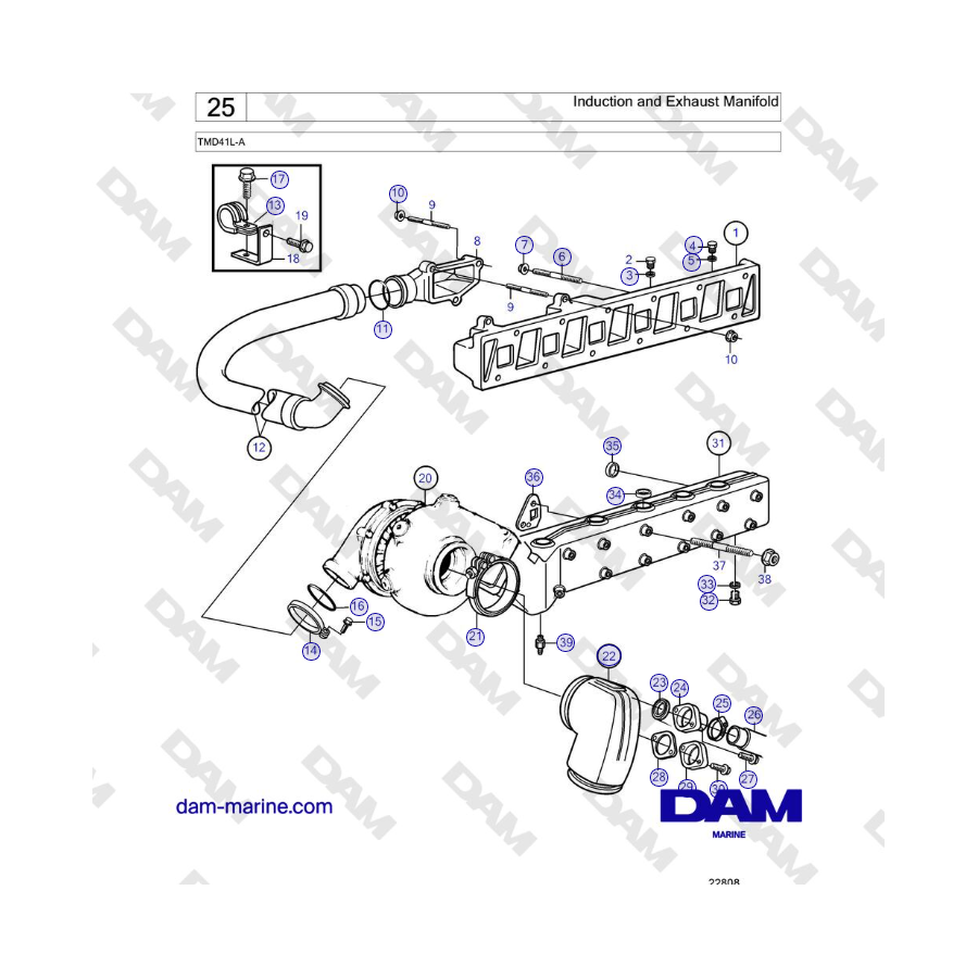 Volvo Penta TMD41L-A - Induction and Exhaust Manifold