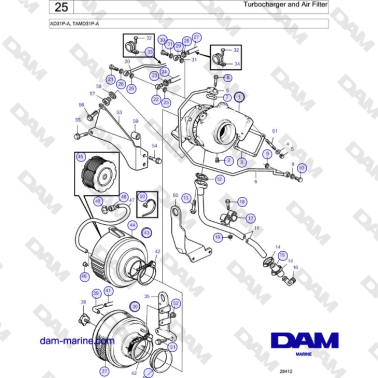 Volvo Penta AD31P-A, TAMD31P-A - Turbocharger and Air Filter