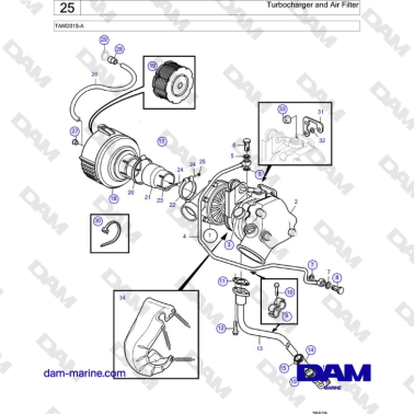 Volvo Penta TAMD31S-A - Turbocharger and Air Filter