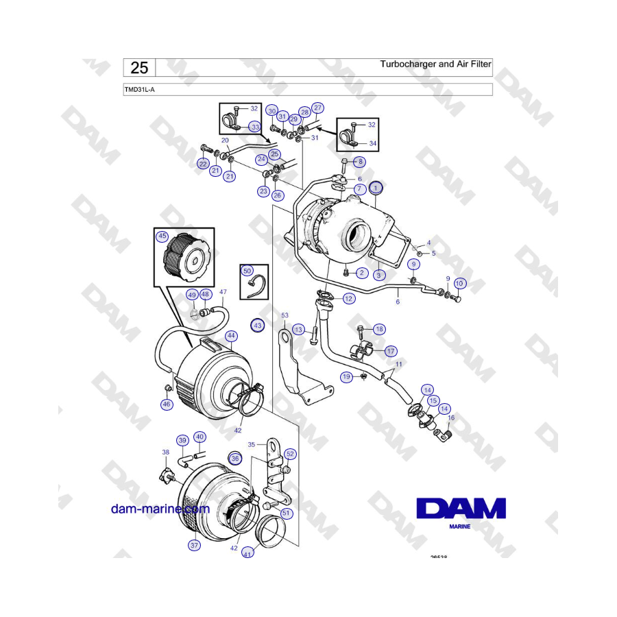 Volvo Penta TMD31L-A - Turbocharger and Air Filter